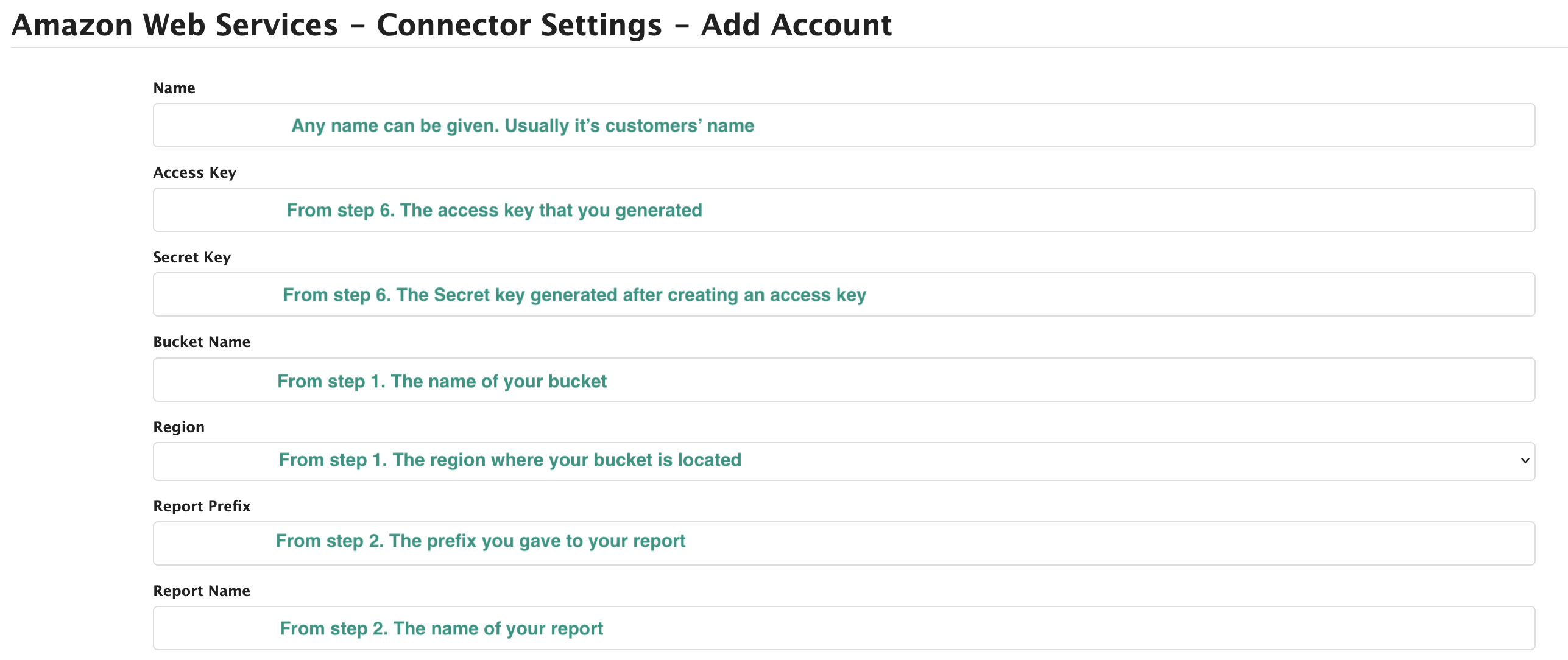 Figure AWS Connector 20: Adding a new AWS account in CloudBilling