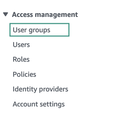 Figure AWS Connector 11: Navigating to user groups
