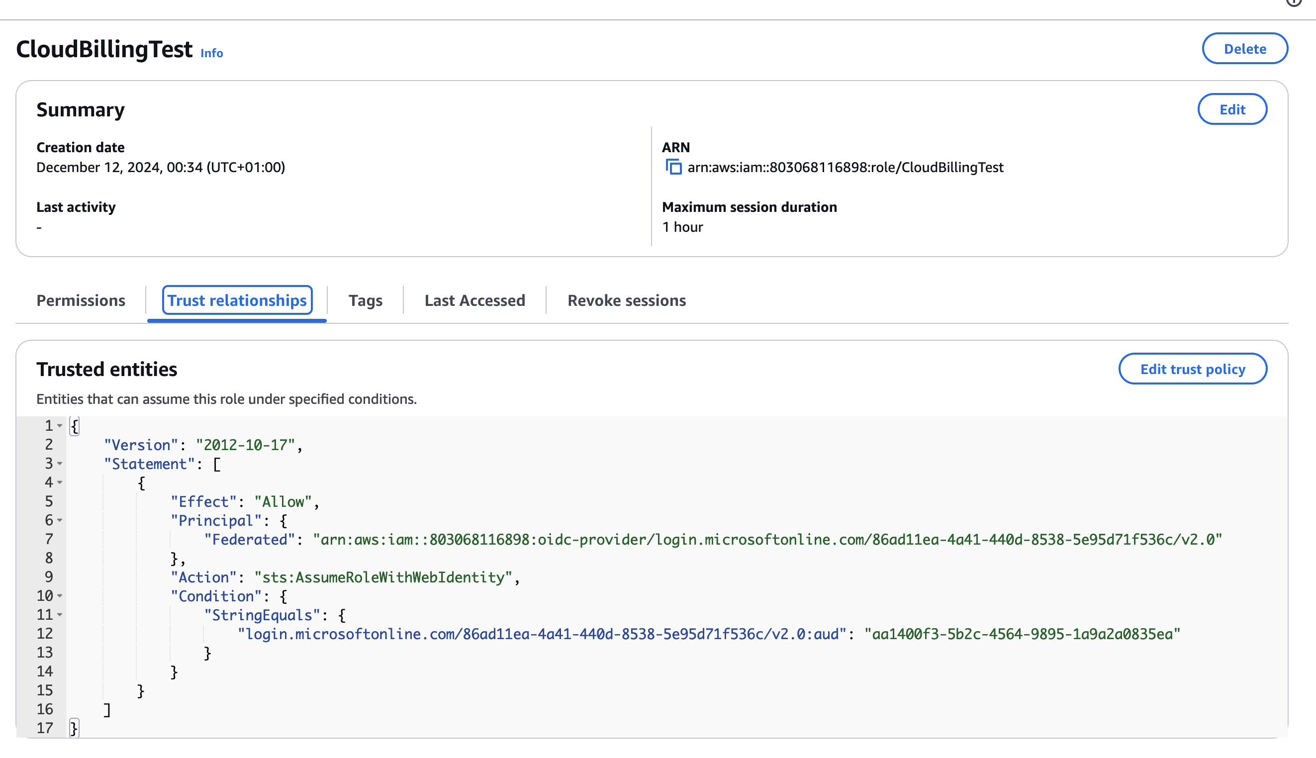 Figure AWS Connector 22: Edit trust relationship